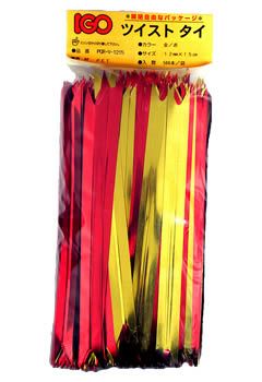 ペット・タイ Vカット  金/赤色 12mm×15cm 500本 × 20袋(１カートン)