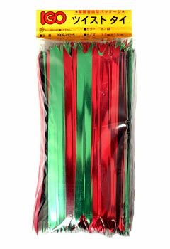 ペット・タイ Vカット  赤/緑色 12mm×15cm 500本 × 20袋(１カートン)