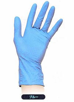 ニトリルシルクゴム手袋　パウダー無ブルーカラー　サイズL　１００枚入り１箱
